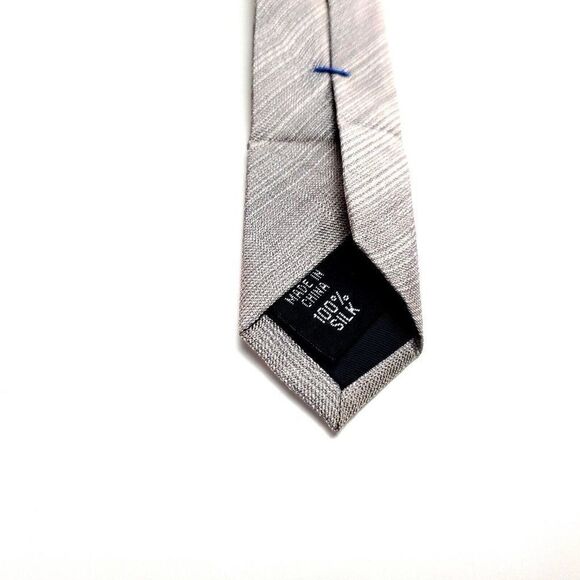 Kenneth Cole Reaction Silk Tie Silver Beige Woven Striped - Picture 4 of 6